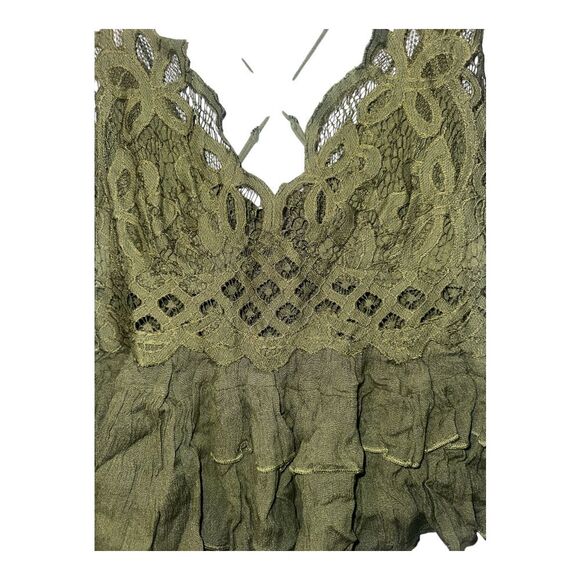 Free People Adella Olive Green Lace Cami, Large - Picture 3 of 9